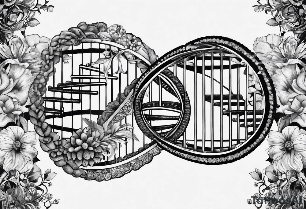 detailed DNA double helix realistic no faces tattoo idea