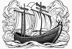 valhalla sword  funeral boat on fire tattoo idea