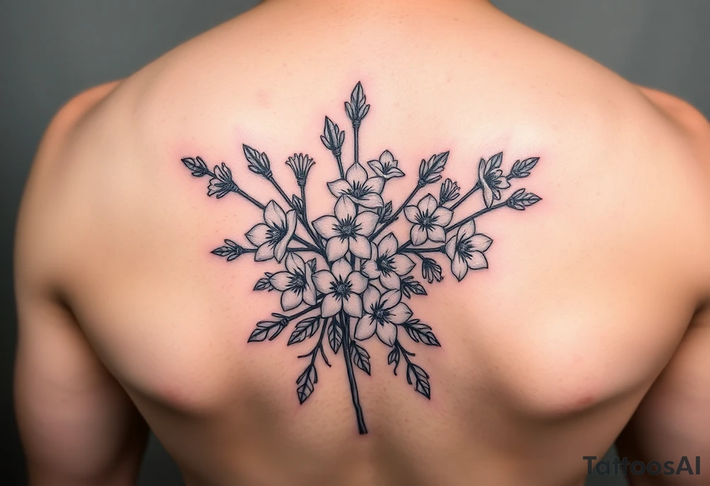 mountain laurel with 14 blossoms tattoo idea