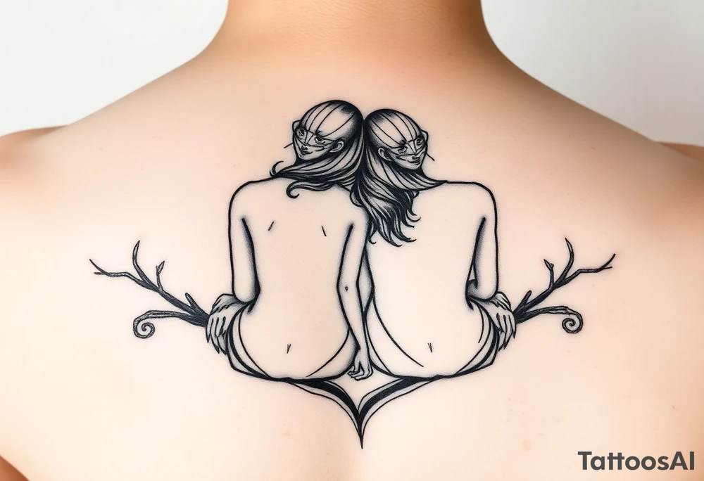 Two sisters sitting next tattoo idea