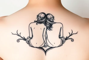Two sisters sitting next tattoo idea