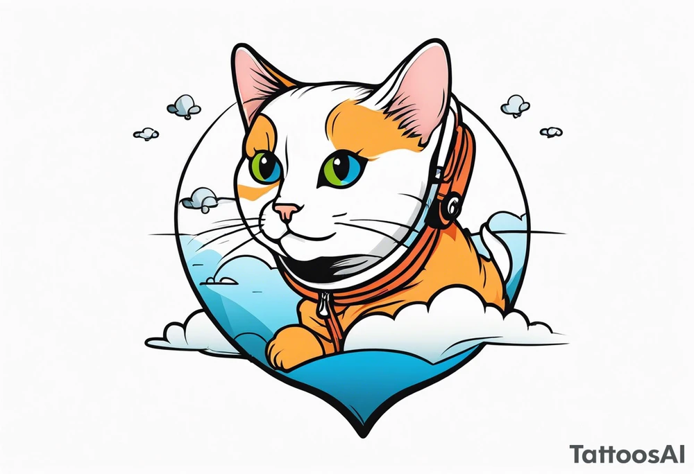a cat going skydiving tattoo idea