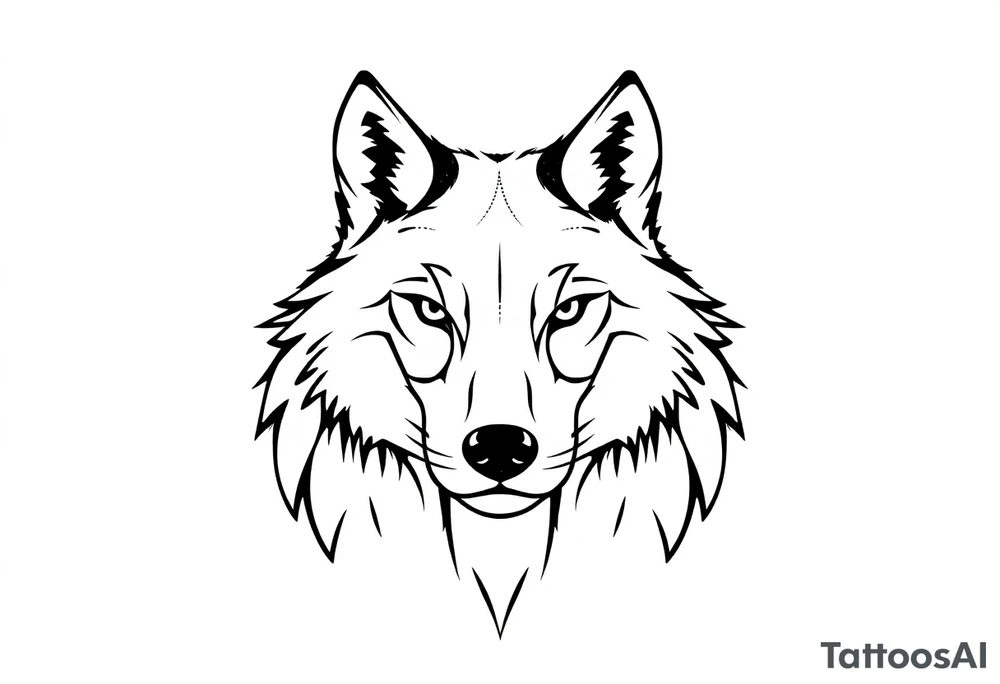 Geometric friendly wolf front tattoo idea