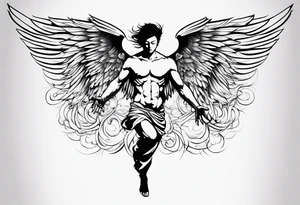 I like tattoos of the falling angel, moreover tattoos related to asiatic culture and Greek mixology.  The tattoo is for a men tattoo idea