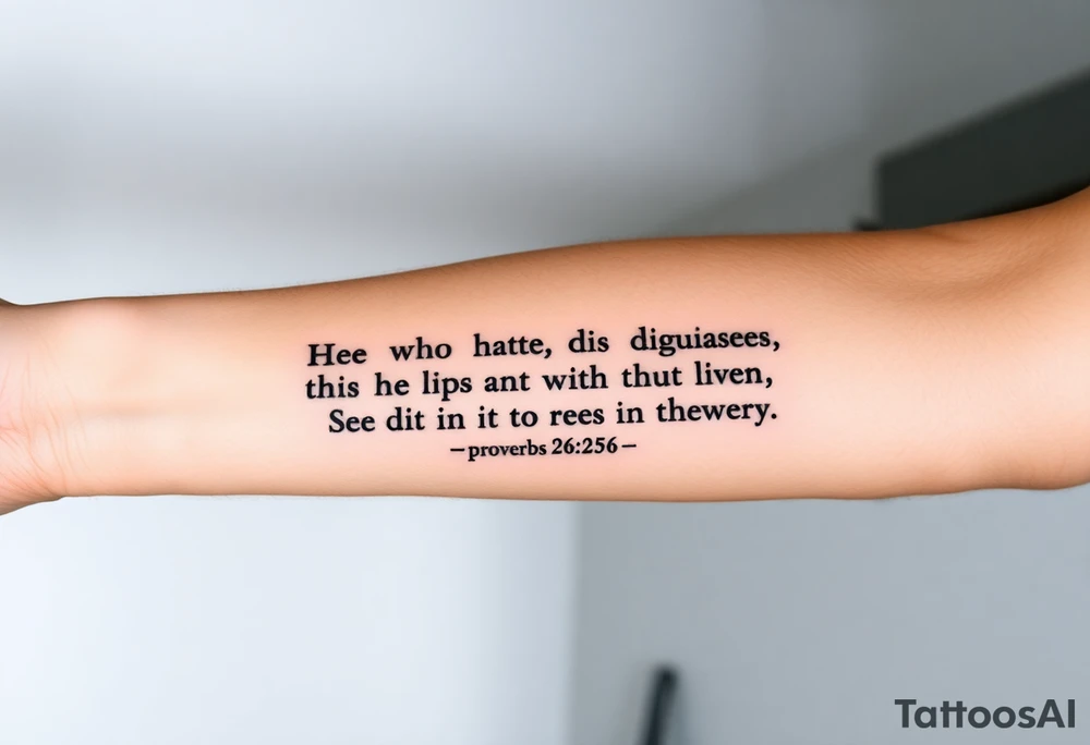 proverbs 26:25-26
He who hates, disguises it with his lips, And lays up deceit within himself,Their hatred may be concealed by deception, but their wickedness will be exposed in the assembly with theater masks tattoo idea