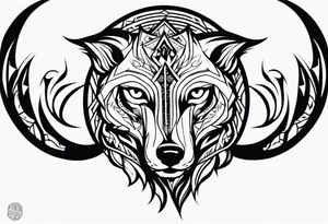 a wolf revealing its skull inspired by elden ring in neo tribal and sigil style tattoo idea