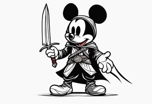 mickey mouse as assassins creed with blade tattoo idea