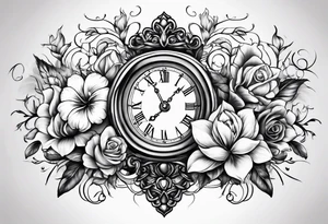 Flowers around hourglass tattoo idea