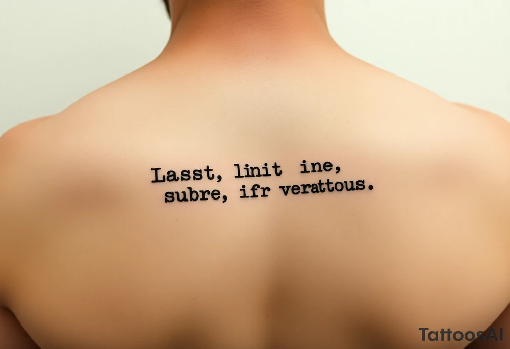 Last line of invictus poem typewriter font along side of index finger tattoo idea