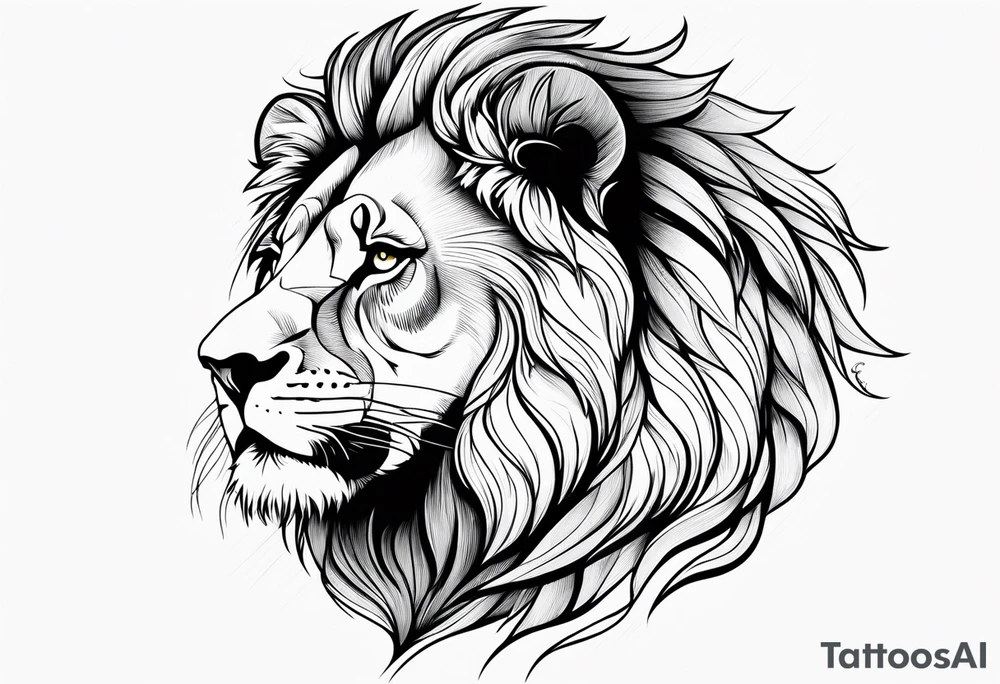 realistic laying lion tattoo idea
