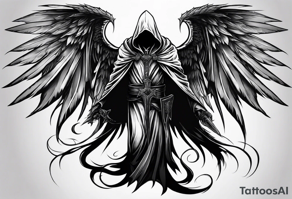 fallen reaper with wings tattoo idea