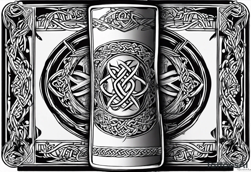 Cheers Mate text, armband +Celtic +Cancer Ribbon +tribal +artistic tattoo idea