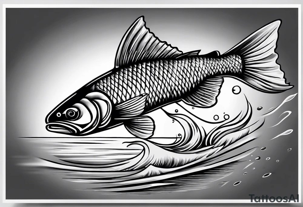 Fishingpole with memorium of a friend tattoo idea