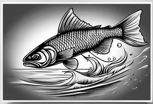 Fishingpole with memorium of a friend tattoo idea