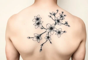 Feminine cherry blossoms thigh tattoo idea