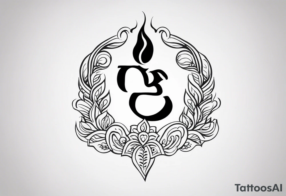 Tattoo ਨਿਰਭਉ ਨਿਰਵੈਰ written in Gurmukhi written text. Add fire and heart to symbolize strength and love tattoo idea