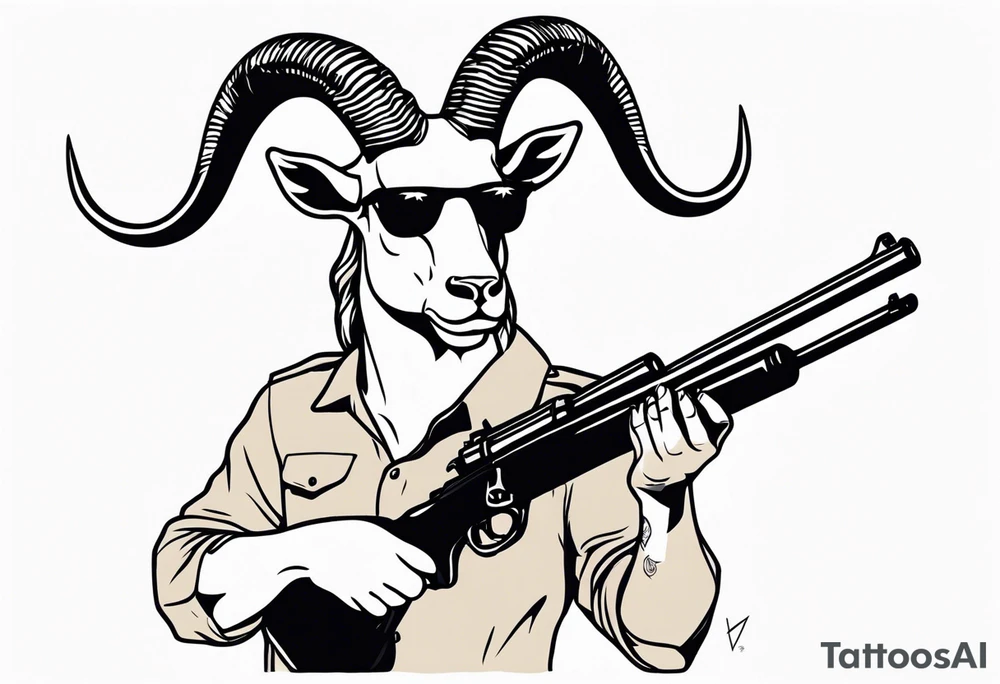 capricorn with sunglasses and shotgun tattoo idea