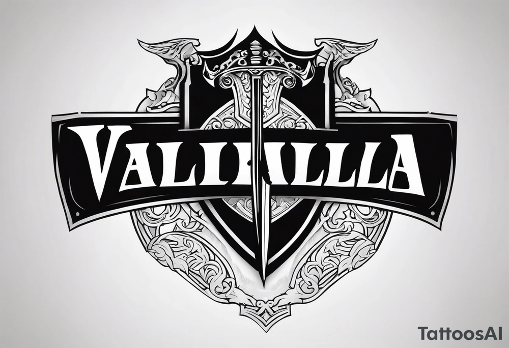 Valhalla sword shield tattoo idea