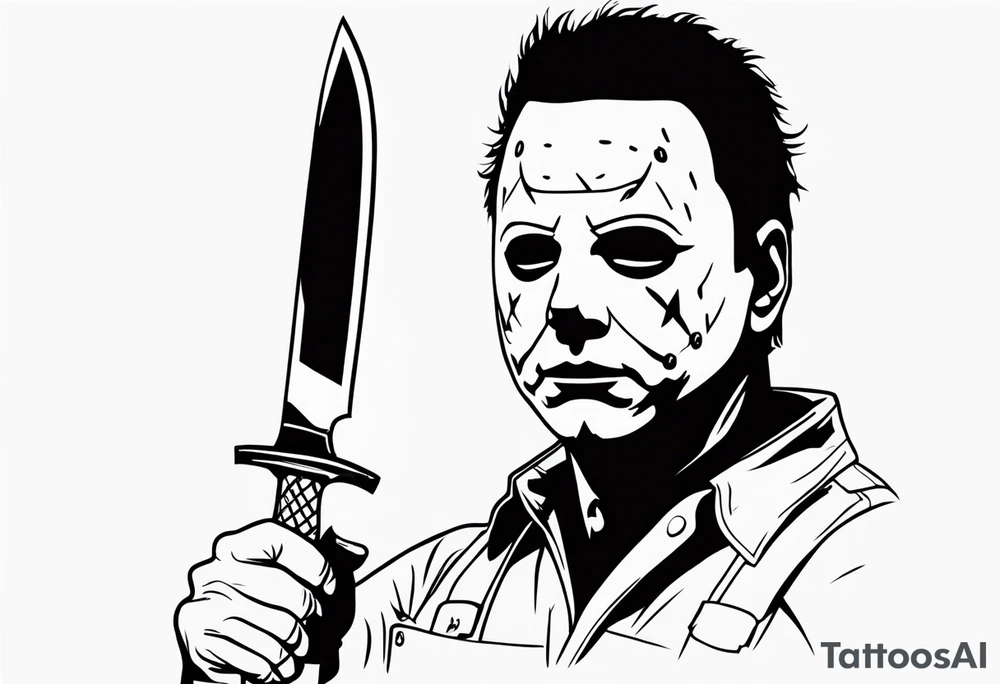 michael myers with a knife tattoo idea