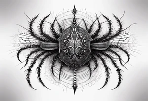 dark style  straight centipede with long legs tattoo idea