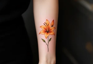 Orange and yellow glowing lilies tattoo idea