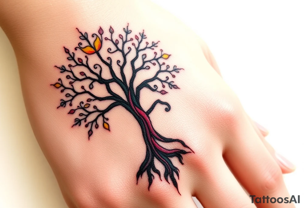 Jamaican colours and Irish colours tree of life tattoo idea