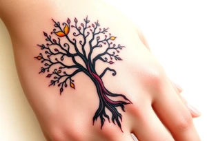 Jamaican colours and Irish colours tree of life tattoo idea