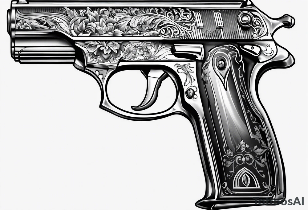 blade and pistol without any people tattoo idea