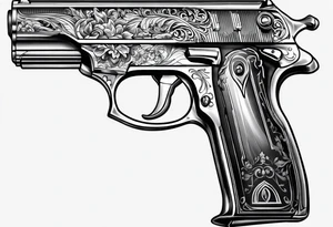 blade and pistol without any people tattoo idea