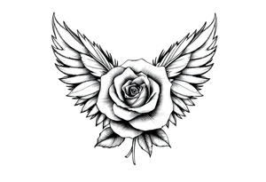 TWO FEATHERS TOGETHER WITH A ROSE tattoo idea