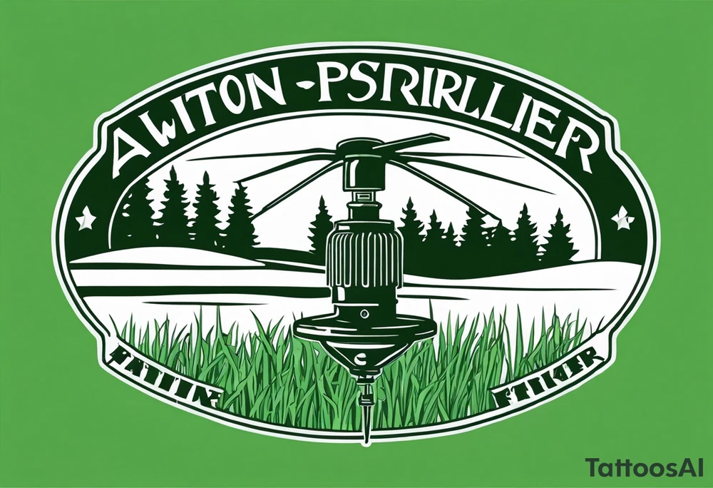 Automatic lawn sprinkler with green grass tattoo idea