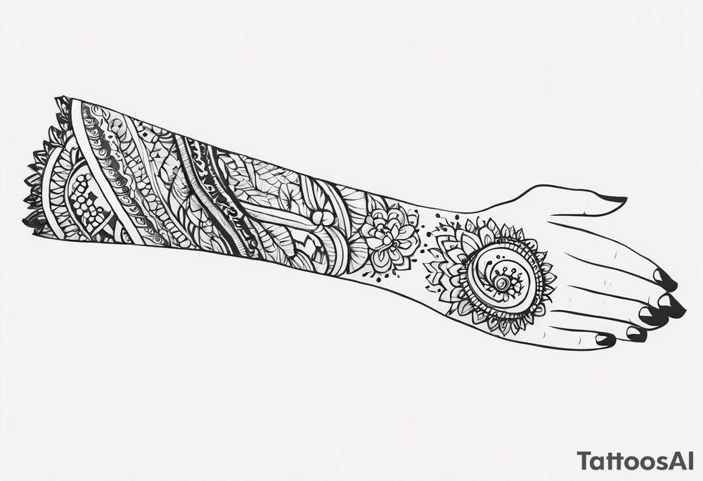 Single needle Thai henna tattoo idea
