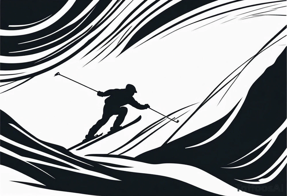 Skier in motion, single line tattoo idea