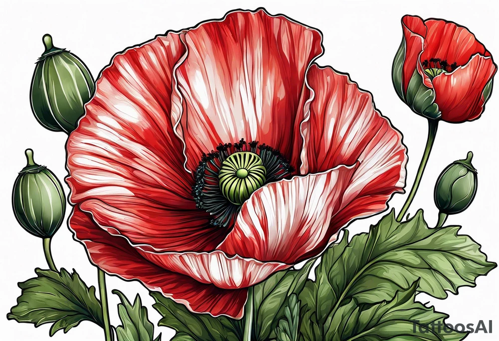 Red poppy flower for bicep tattoo tattoo idea