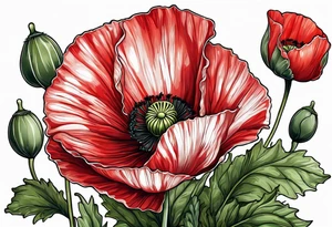 Red poppy flower for bicep tattoo tattoo idea