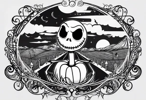 Jack skellington the tim burton version looking down excited to see you tattoo idea