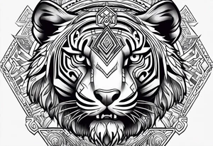 Aztec tiger and skull tattoo tattoo idea