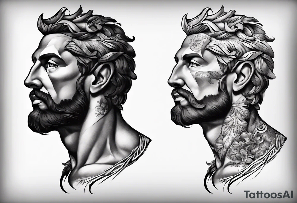 Creation of Adam muscular stoic tattoo idea
