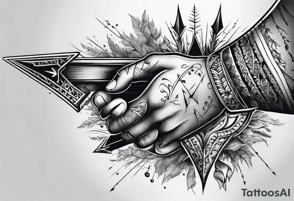 human hand punctured by an arrow tattoo idea