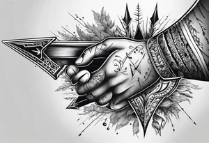 human hand punctured by an arrow tattoo idea
