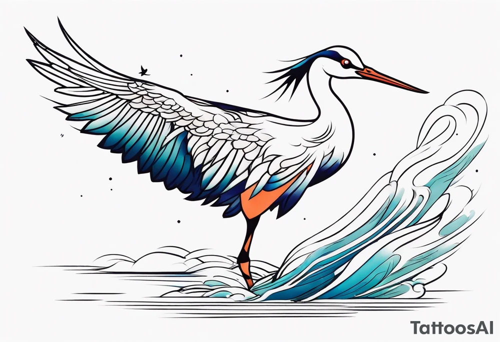 Japanese crane tattoo idea