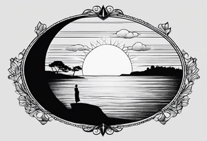 Staring off into the sunset tattoo idea