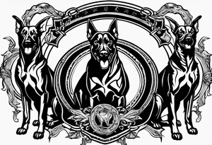 the chain is stretched, there are three angry barking Dobermans in it tattoo idea