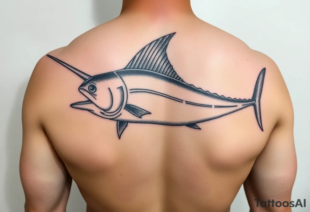 Hombre pescado enorme marlin tattoo idea