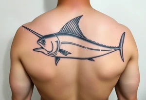 Hombre pescado enorme marlin tattoo idea