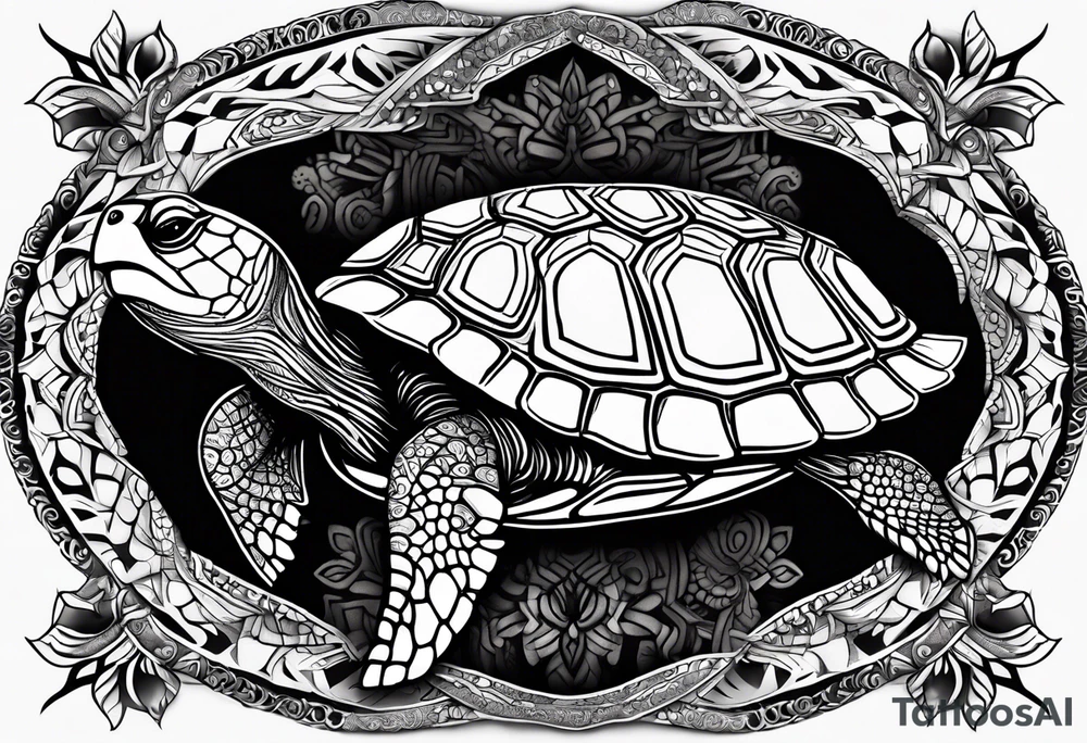 siple turtle with mandala shell tattoo idea