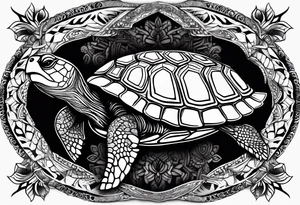 siple turtle with mandala shell tattoo idea