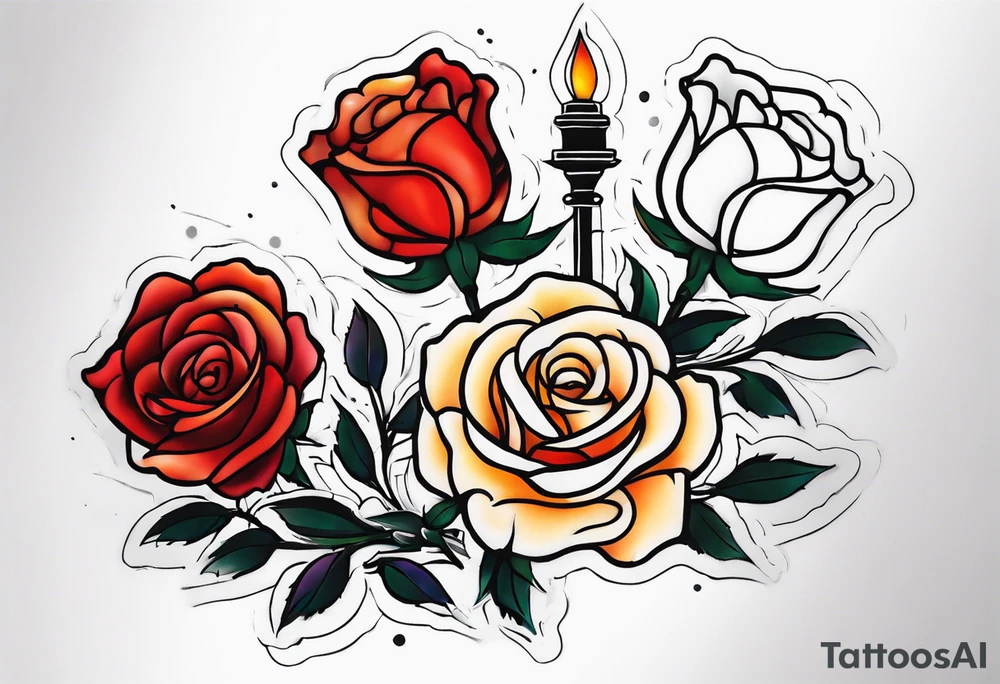 Zwei Rosen mit Leuchtturm tattoo idea