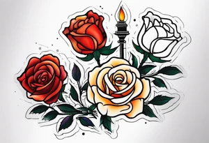 Zwei Rosen mit Leuchtturm tattoo idea
