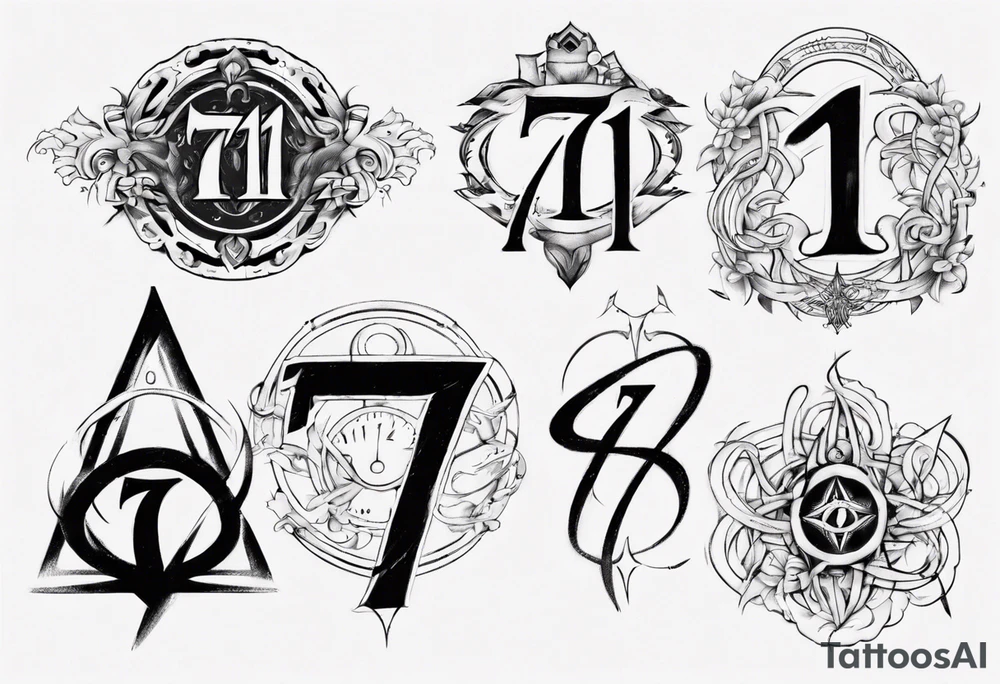 Tattoo involving the number 7, 11 and the infinite symbol tattoo idea